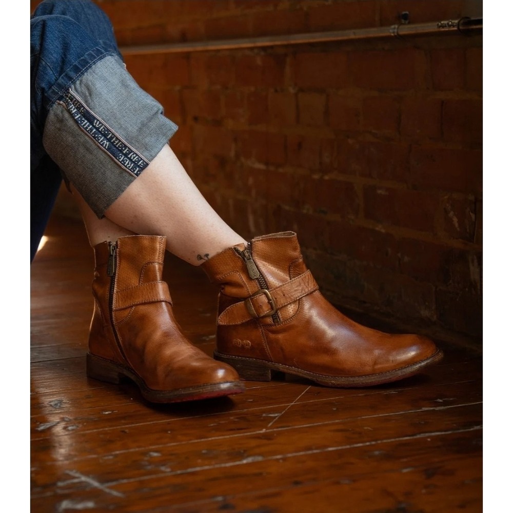 NEW Bed Stu Becca 10 Tan Rustic Leather Zip Side Boots Ankle Booties $285